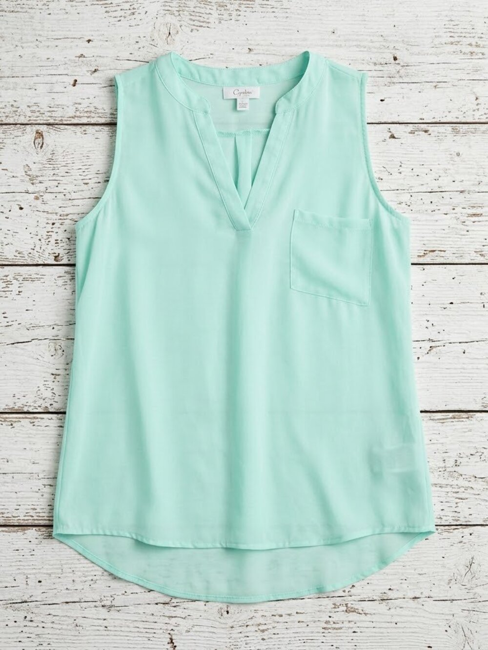 Curfew Sheer Sleeveless Blouse Women’s Size Large | Mint Green, Light, V-Neck